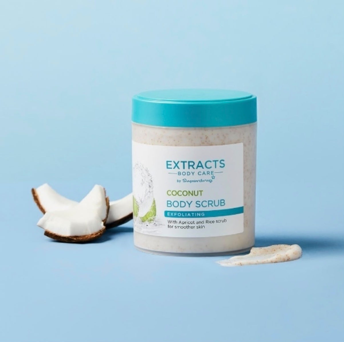 Superdrug Extracts Coconut Body Scrub with coconut pieces